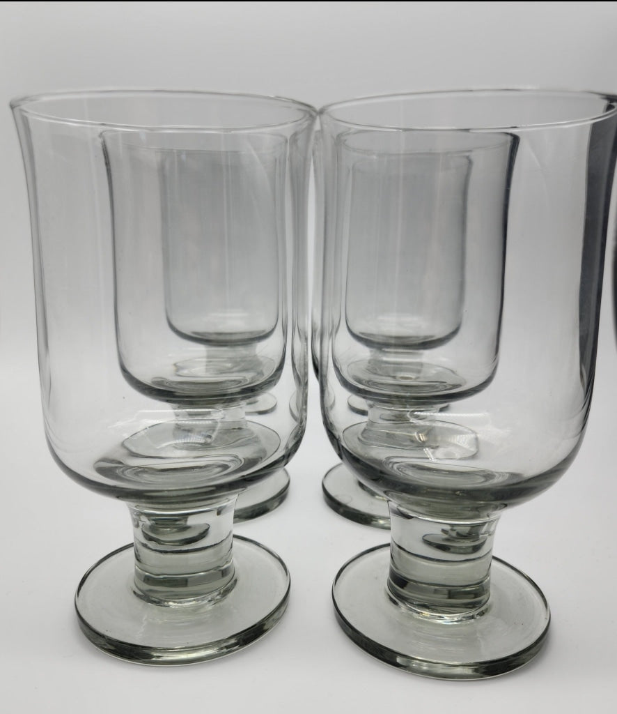 6 Pc - Vintage Smokey Tulip Pilsner Cocktail Glasses Glassware