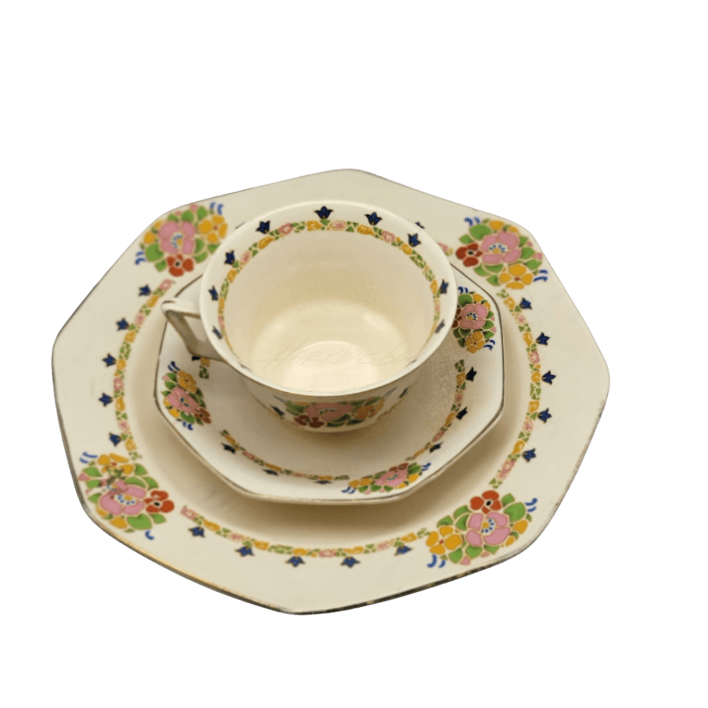 6Pc Brunch Set For Two - Vintage Royal Ivory John Maddock 1927 Teacup Set And Saucers Glassware