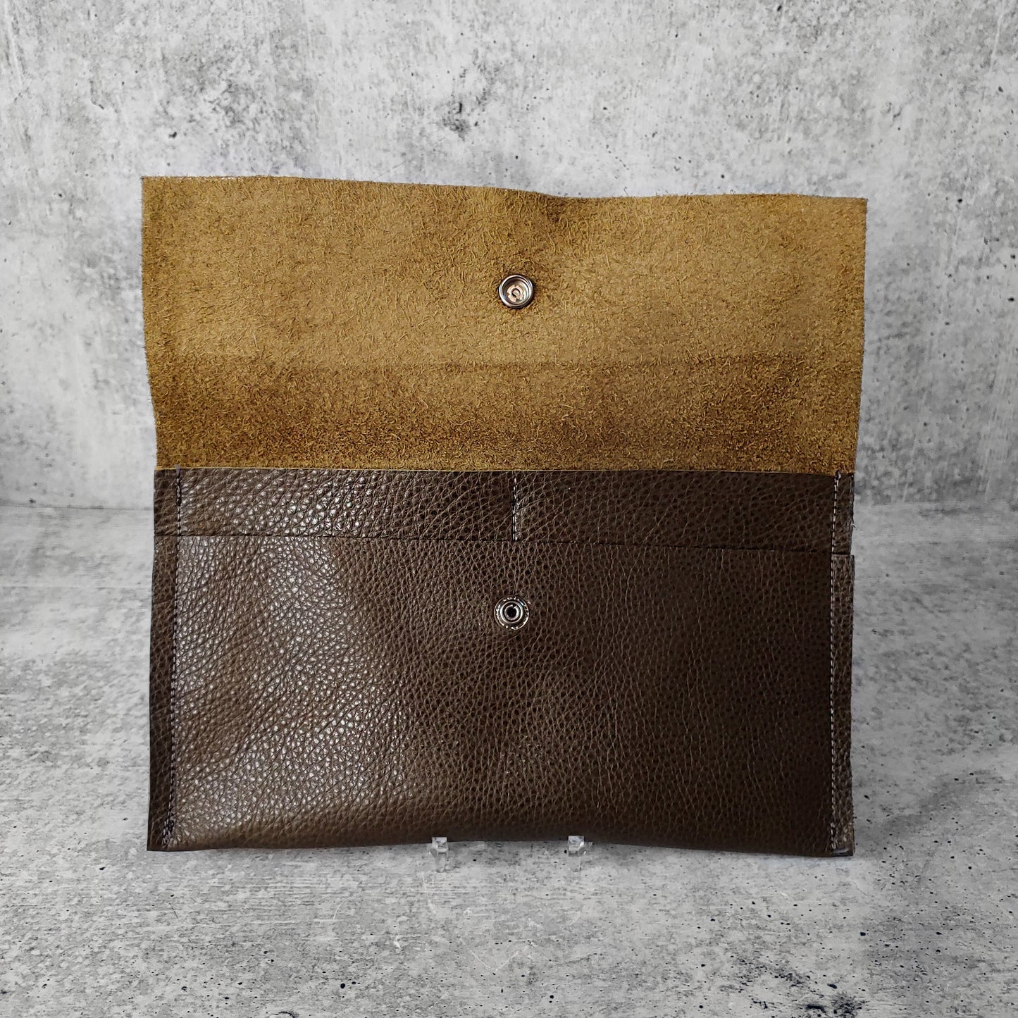 Raw Soft Leather Wallet Clutch : Seaweed