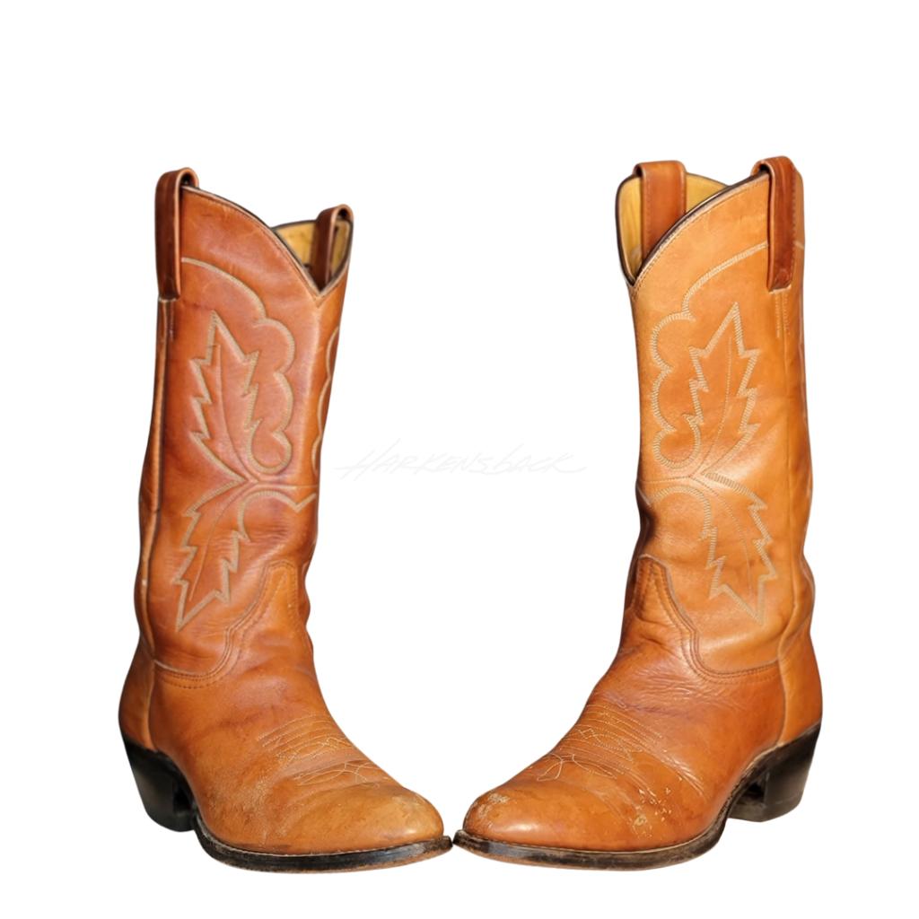 Abilene Orange Brown Cowboy Boots 7D Vintage Western Boot