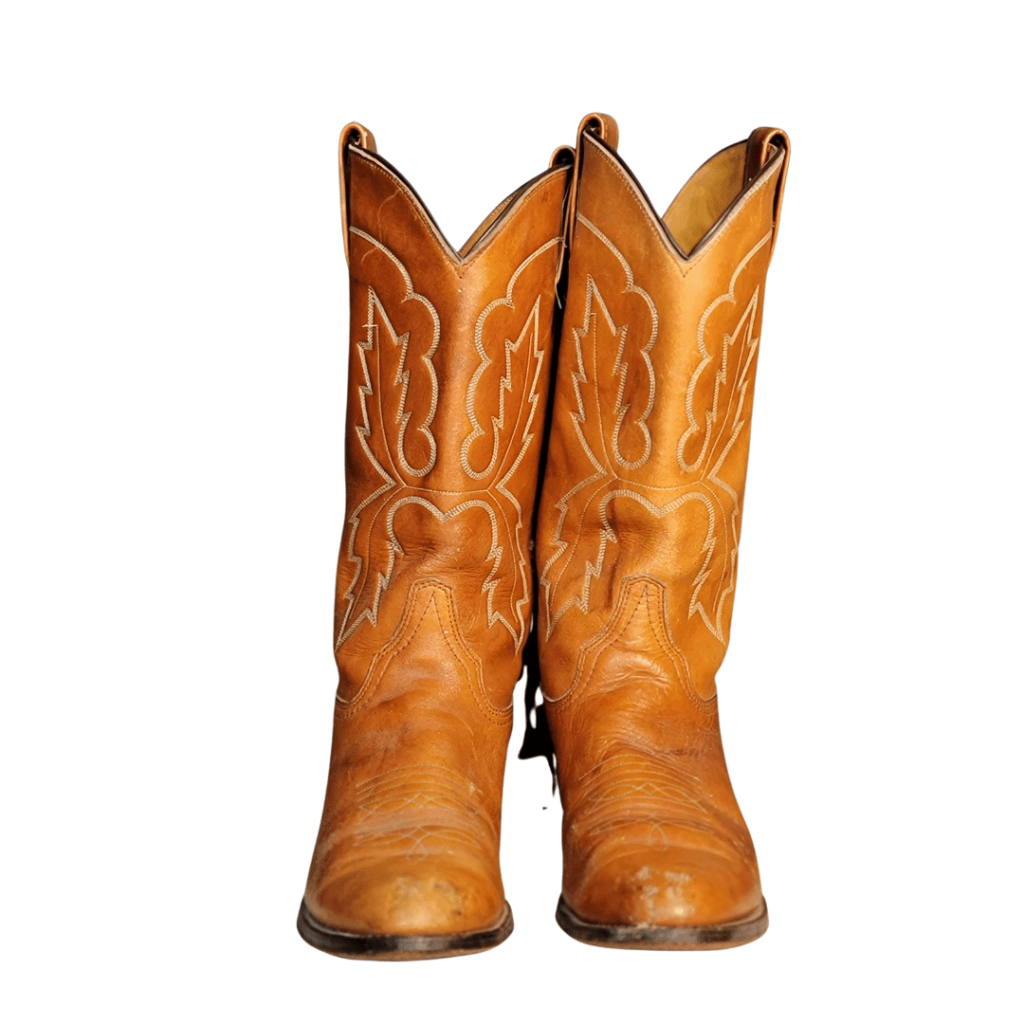 Abilene Orange Brown Cowboy Boots 7D Vintage Western Boot