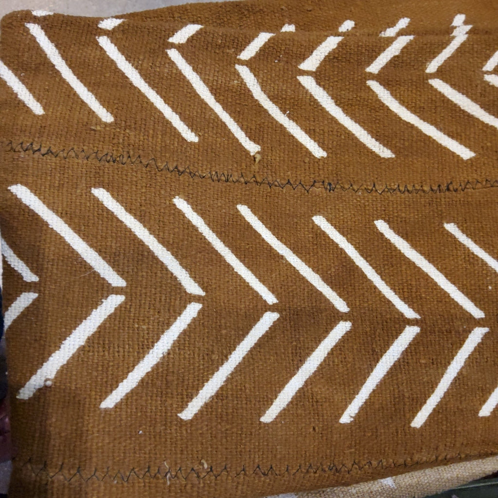 African Mud Cloth Toffee Brown / Chevron Home Blanket