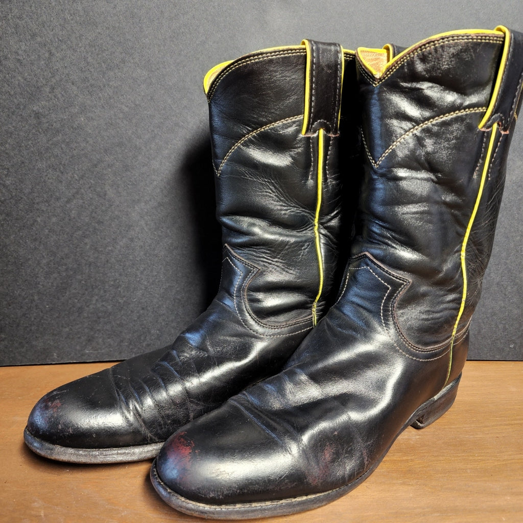 Black And Yellow Justin Ropers - M 6.5 / W 8 Vintage Western Boot