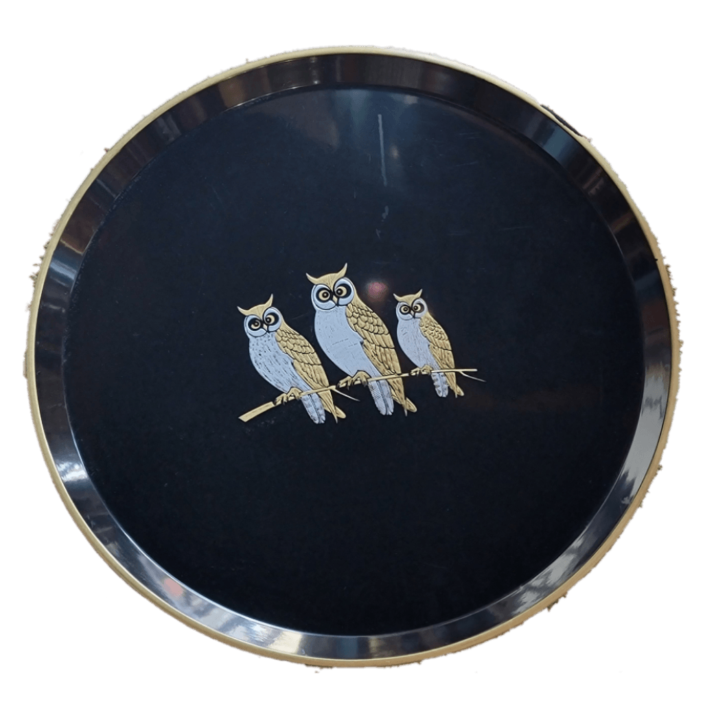 Black Laguu Owls Tray Vintage