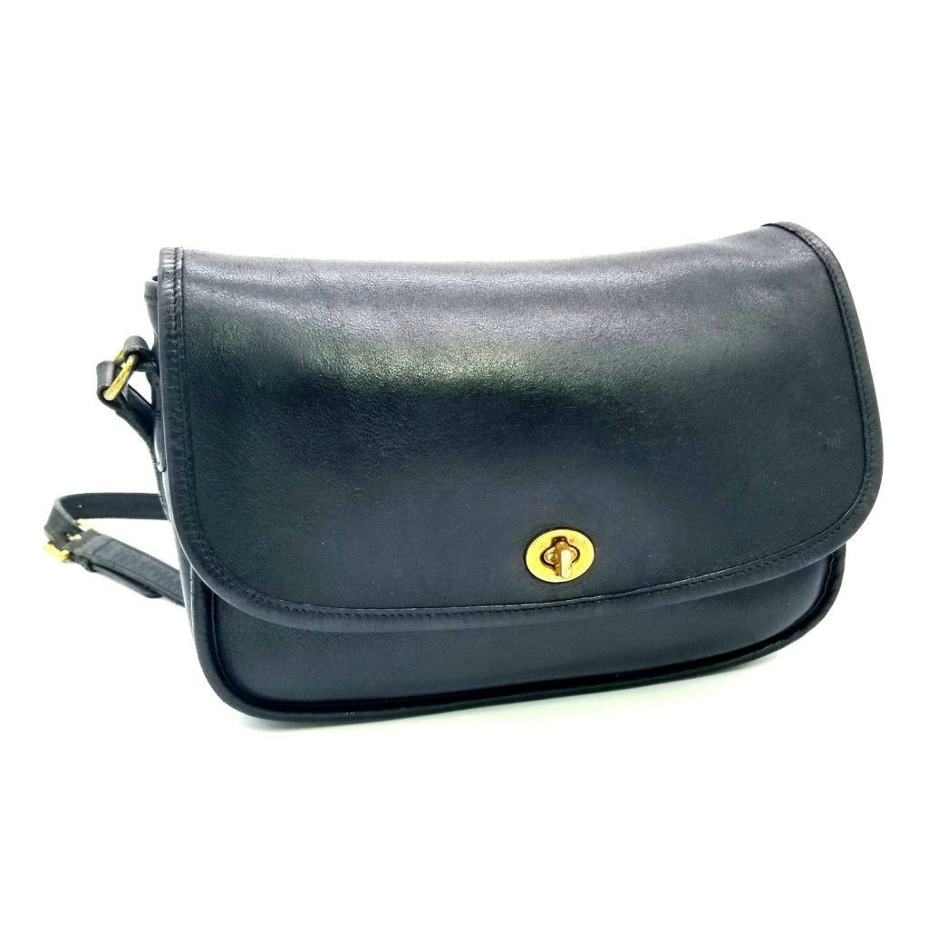 Black Leather Coach Cross Body Bag Vintage