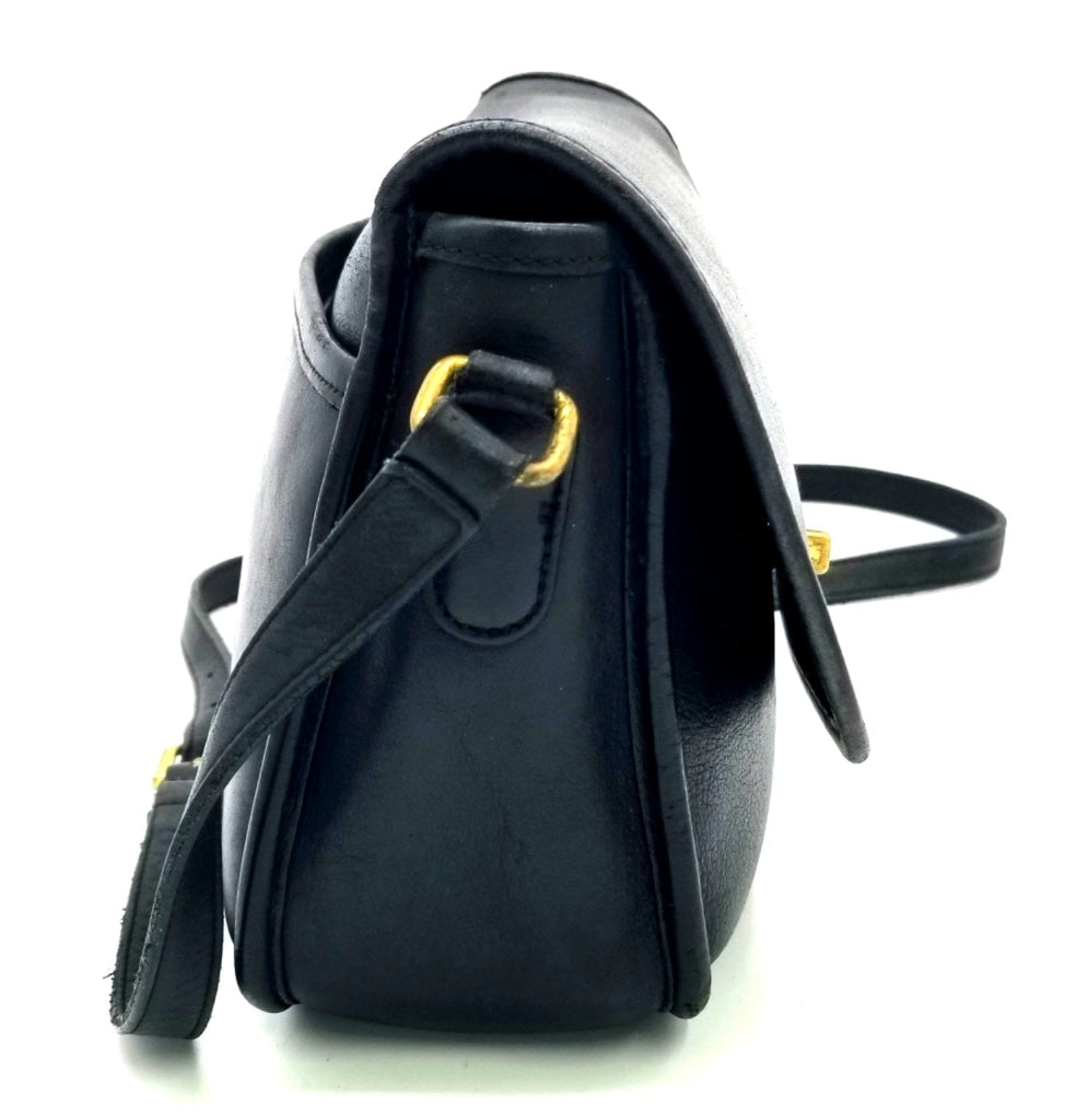 Black Leather Coach Cross Body Bag Vintage