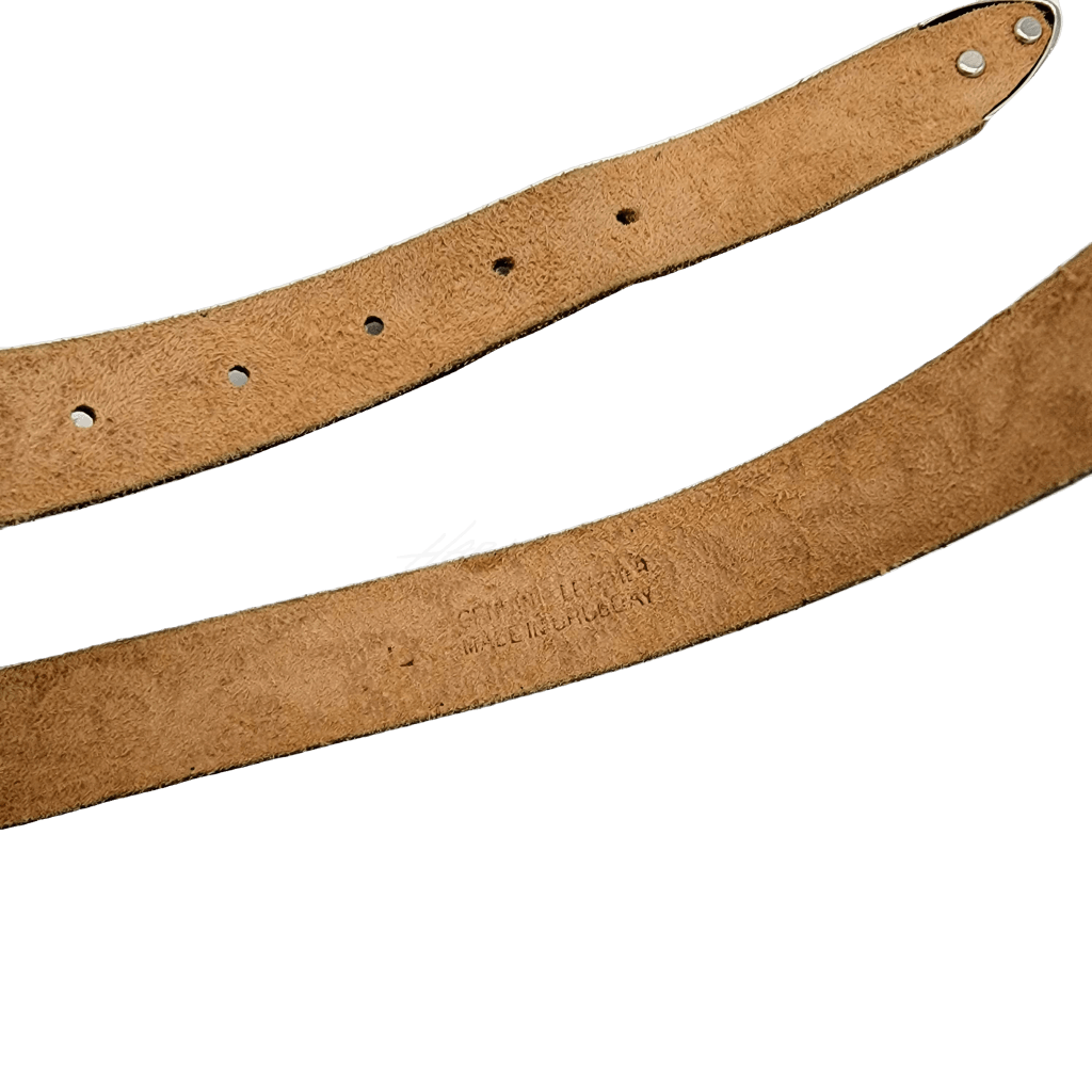 Black Leather Western Belt With Silver Detailed Buckle Vintage