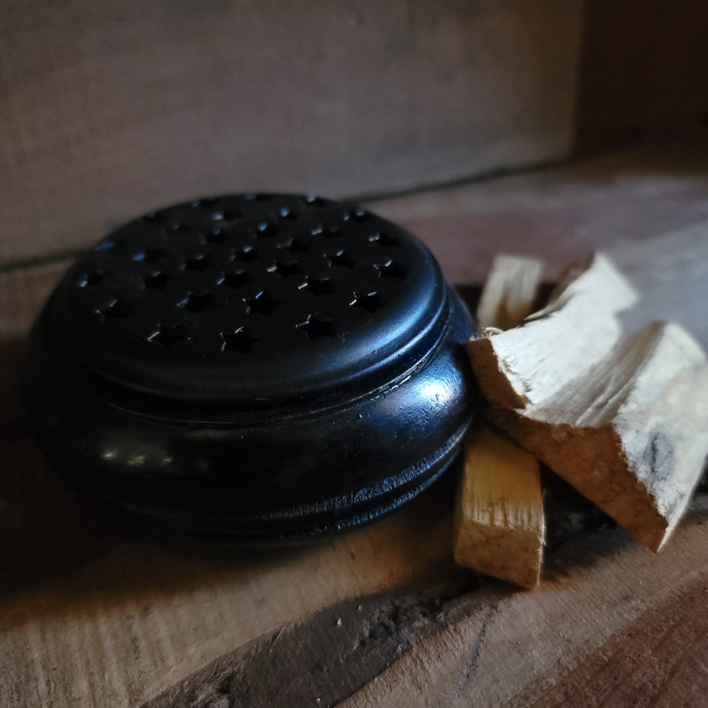 Black Wooden With Metal Cover Incense Burner Naturals