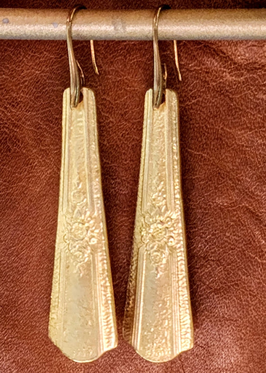 Brass Floral Flatware Drop Earrings 2.5 Jewelry Earring