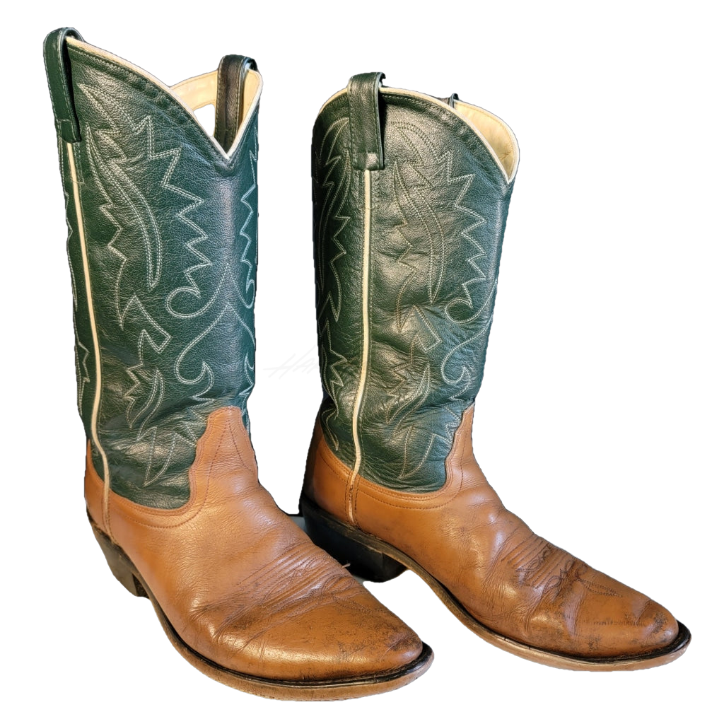 Brown And Green Western Boots - M 9.5 / W 11 Vintage Boot