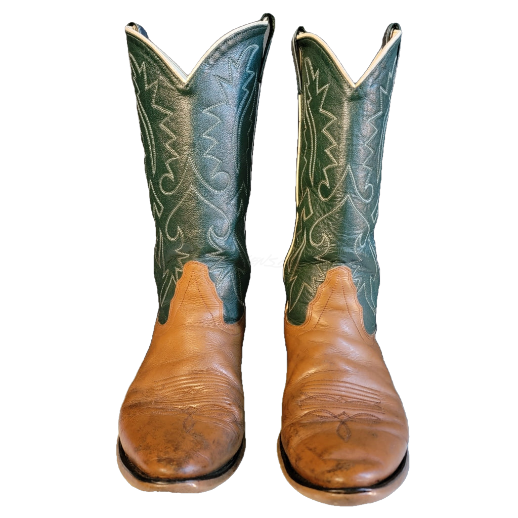 Brown And Green Western Boots - M 9.5 / W 11 Vintage Boot