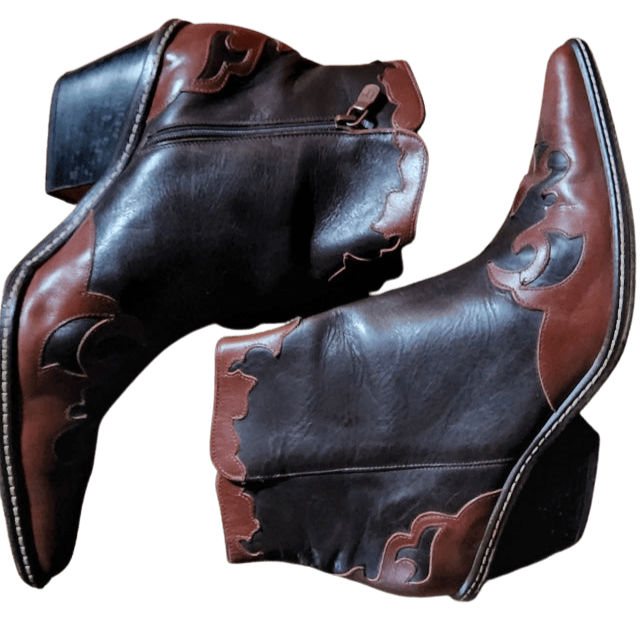 Brown D Pliner Western Ankle Boots W 9 Vintage Boot