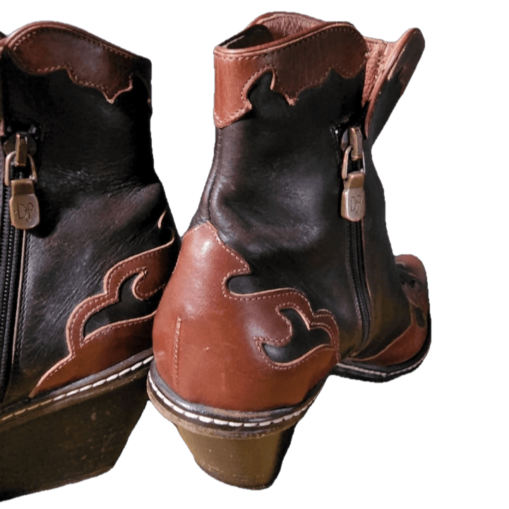 Brown D Pliner Western Ankle Boots W 9 Vintage Boot