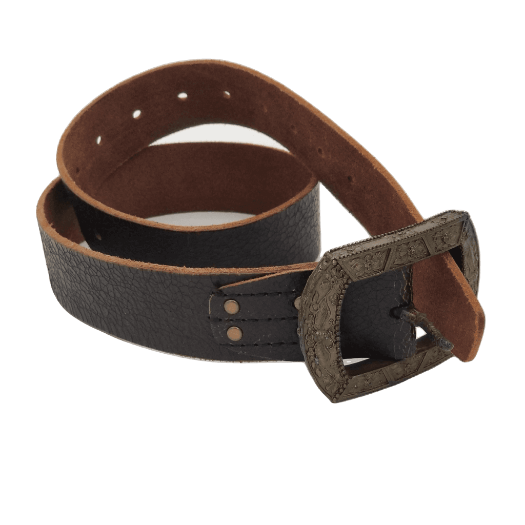 Brown Leather Belt With Western Buckle Vintage