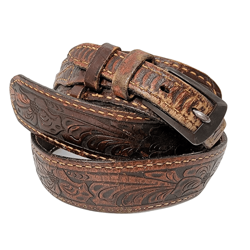Brown Leather Ranger Style Belt Vintage Western