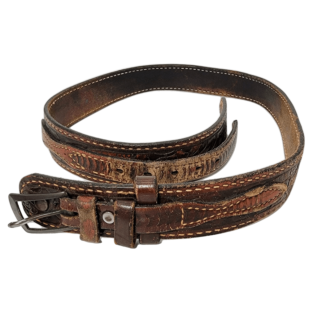 Brown Leather Ranger Style Belt Vintage Western