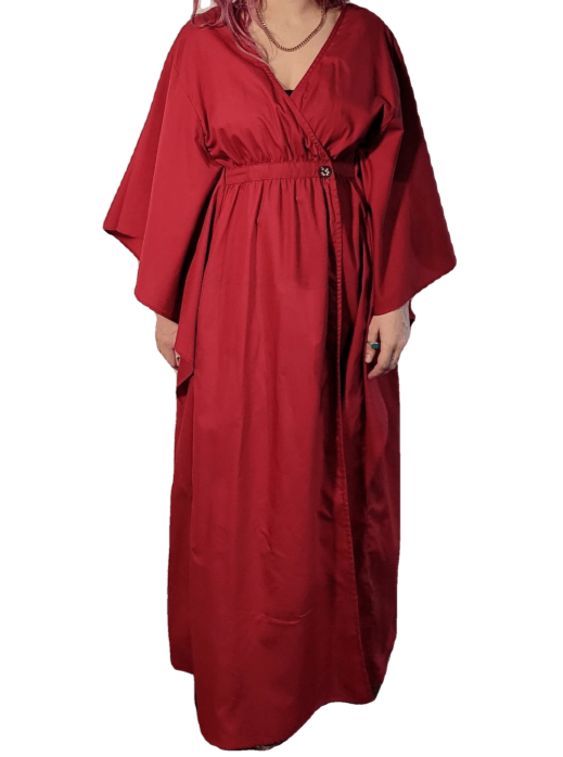 Butterfly Kaftan Flowing Maxi Dress- Special Edition Fabrics Cranberry Poplin / 2 Apparel Dress