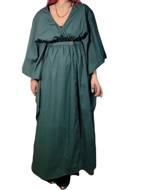 Butterfly Kaftan Flowing Maxi Dress- Special Edition Fabrics Hunter Poplin / 2 Apparel Dress
