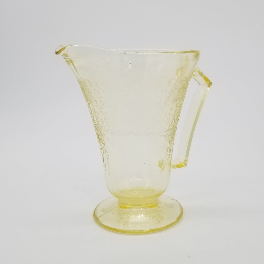 C1932 Hazel Atlas Florentine Pattern Depression Glass Yellow Pitcher Vintage Glassware