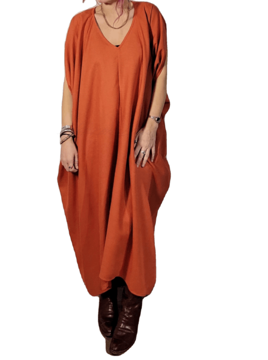 Classic Dress - Easy Fit Pull-Over Cotton Linen Poppy Orange / 3 Apparel