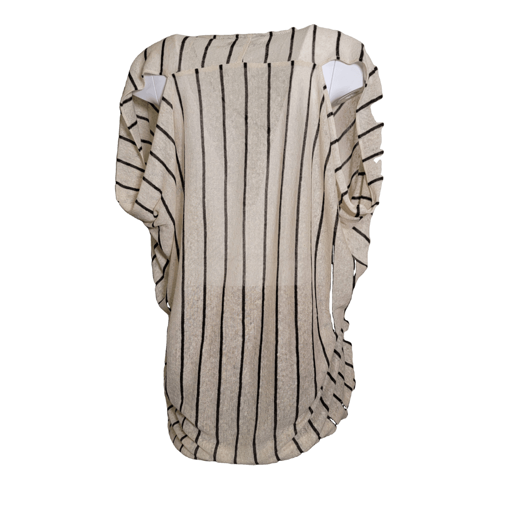 Classic Top - V Neck Dropped Sleeve Pullover Semi-Sheer Stripe / 1 Apparel