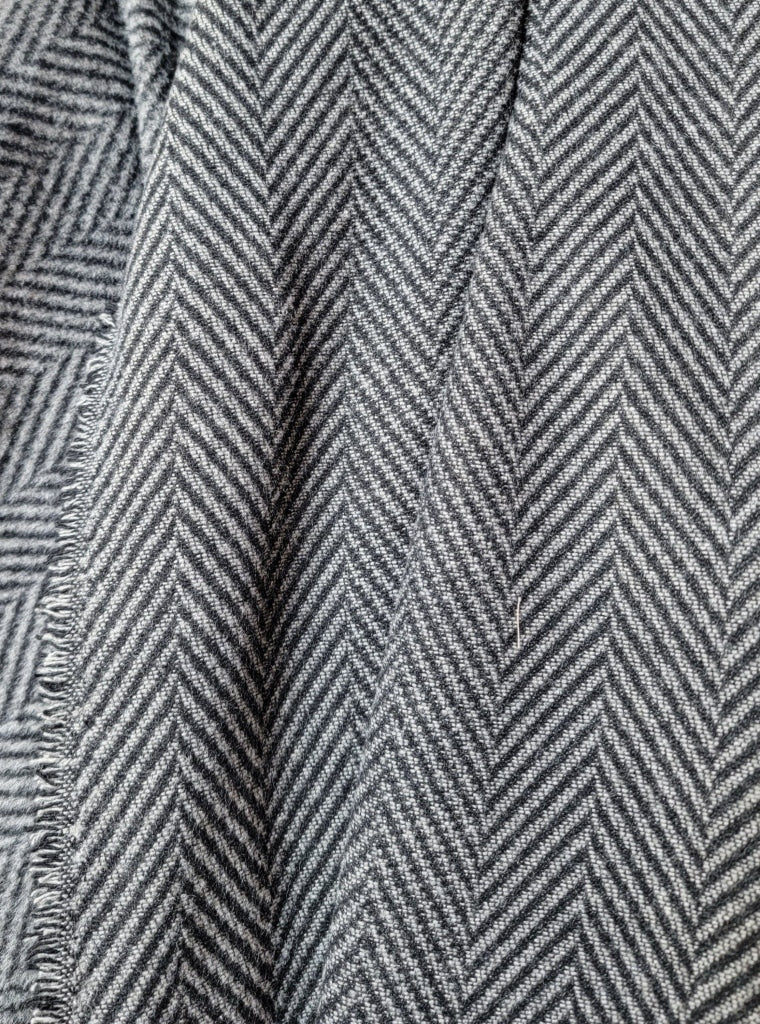 Desert Duster Sweater Coat - Full Length Graphite Chevron Herringbone -Soft Wool Acrylic Blend
