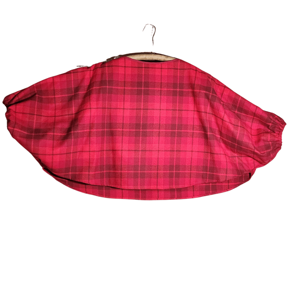 Dolman Sleeve Flannel Shirt With Gathered