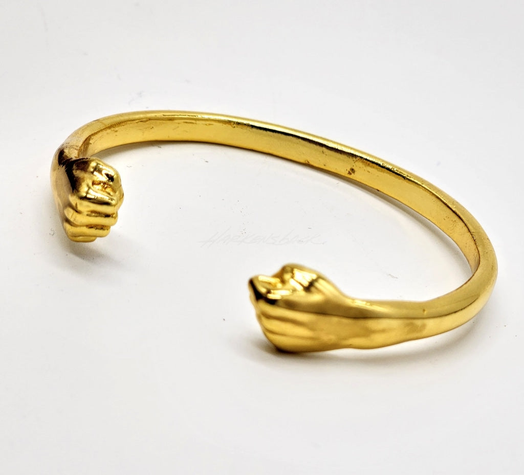 Restock Arriving 12/16 - Double Punching Fists Brass Cuff Bracelet Adjustable Jewelry