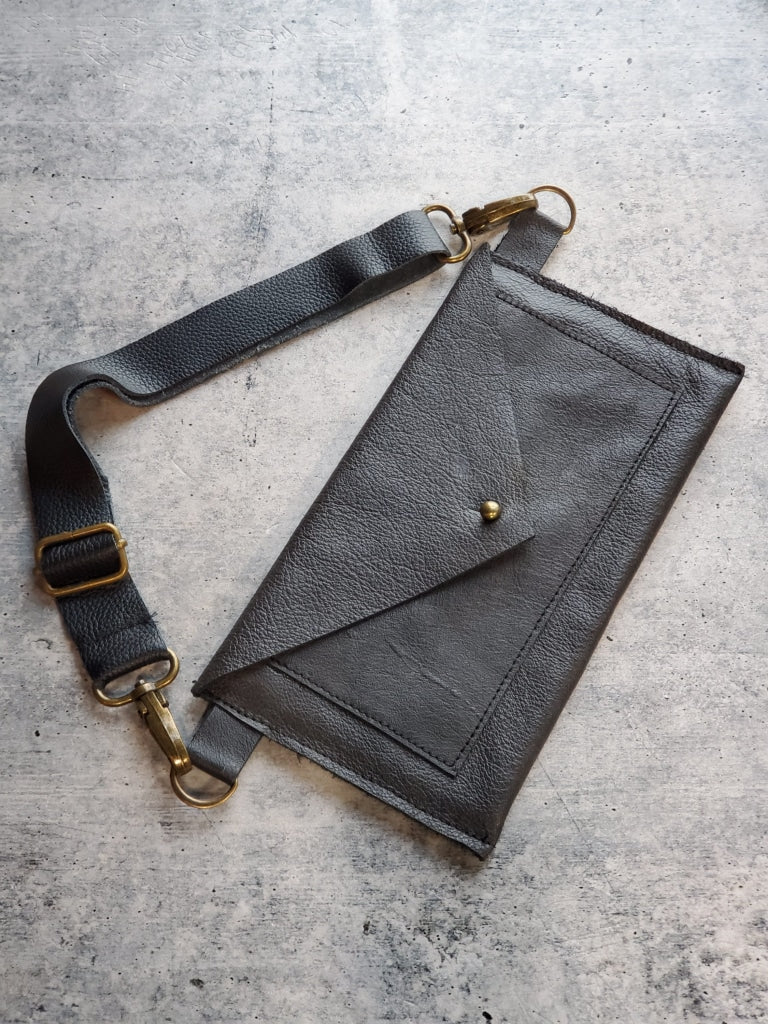 Envelope Crossbody Or Hip Bag - Adjustable Belt Leather