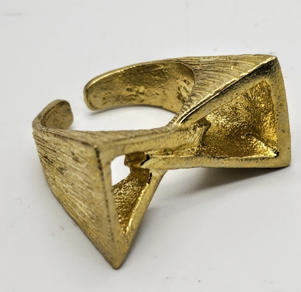 Geometric Brass Statement Ring In - Adjustable Sizing Jewelry