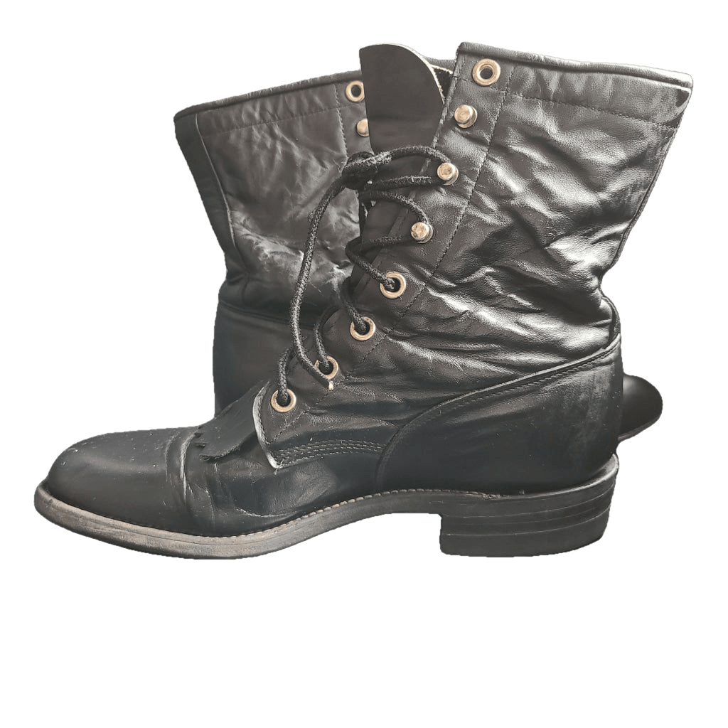 Justin Black Vintage Lace-Up Boots- M 5.5 W 7 Western Boot