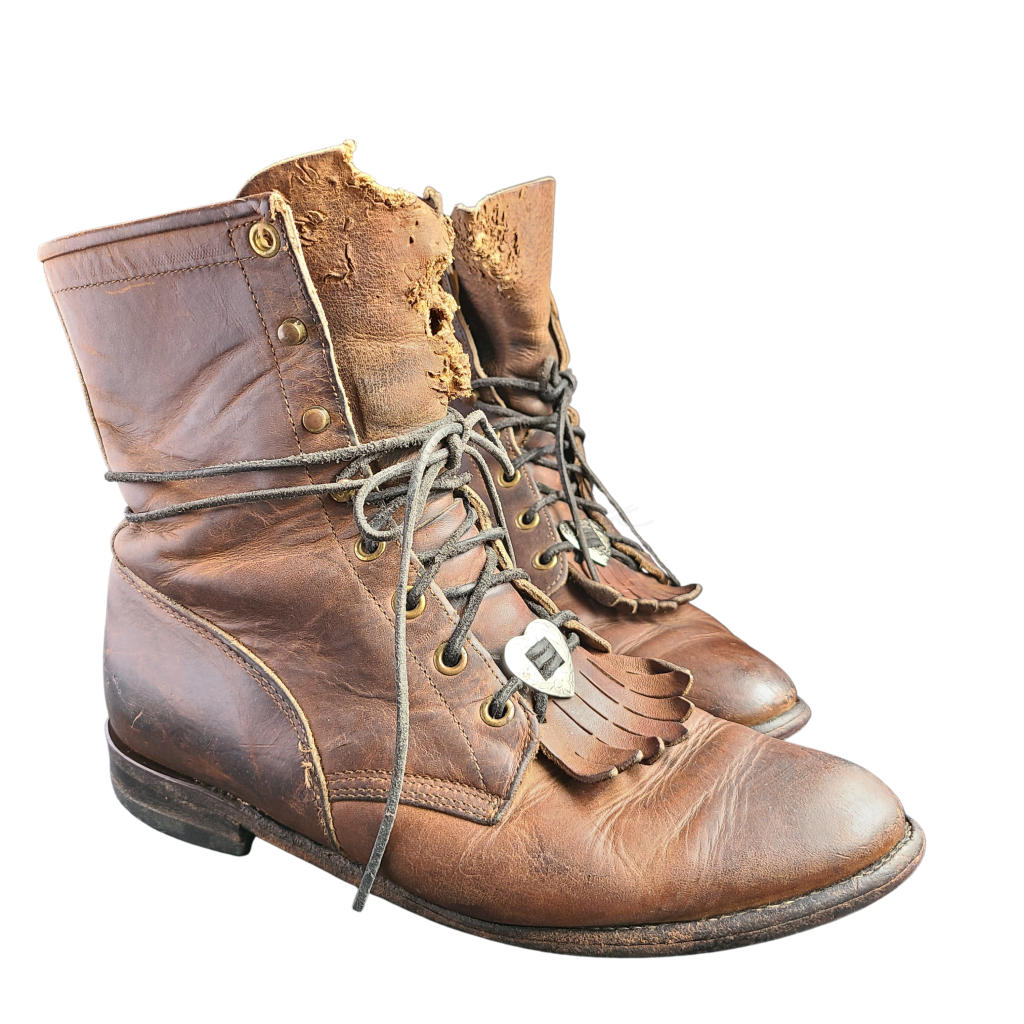 Justin Brown Vintage Lace-Up Boots Lu2 - / 9.5 B Western Boot