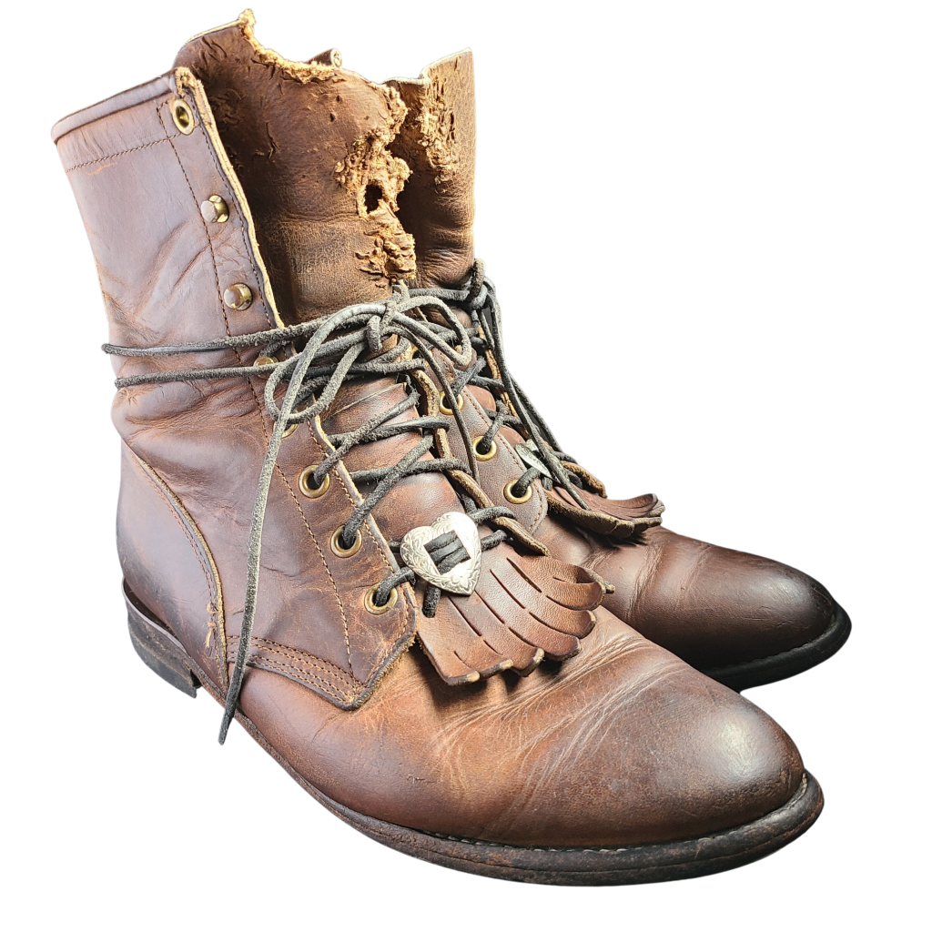 Justin Brown Vintage Lace Up Boots M 8 W 9.5 Harkensback