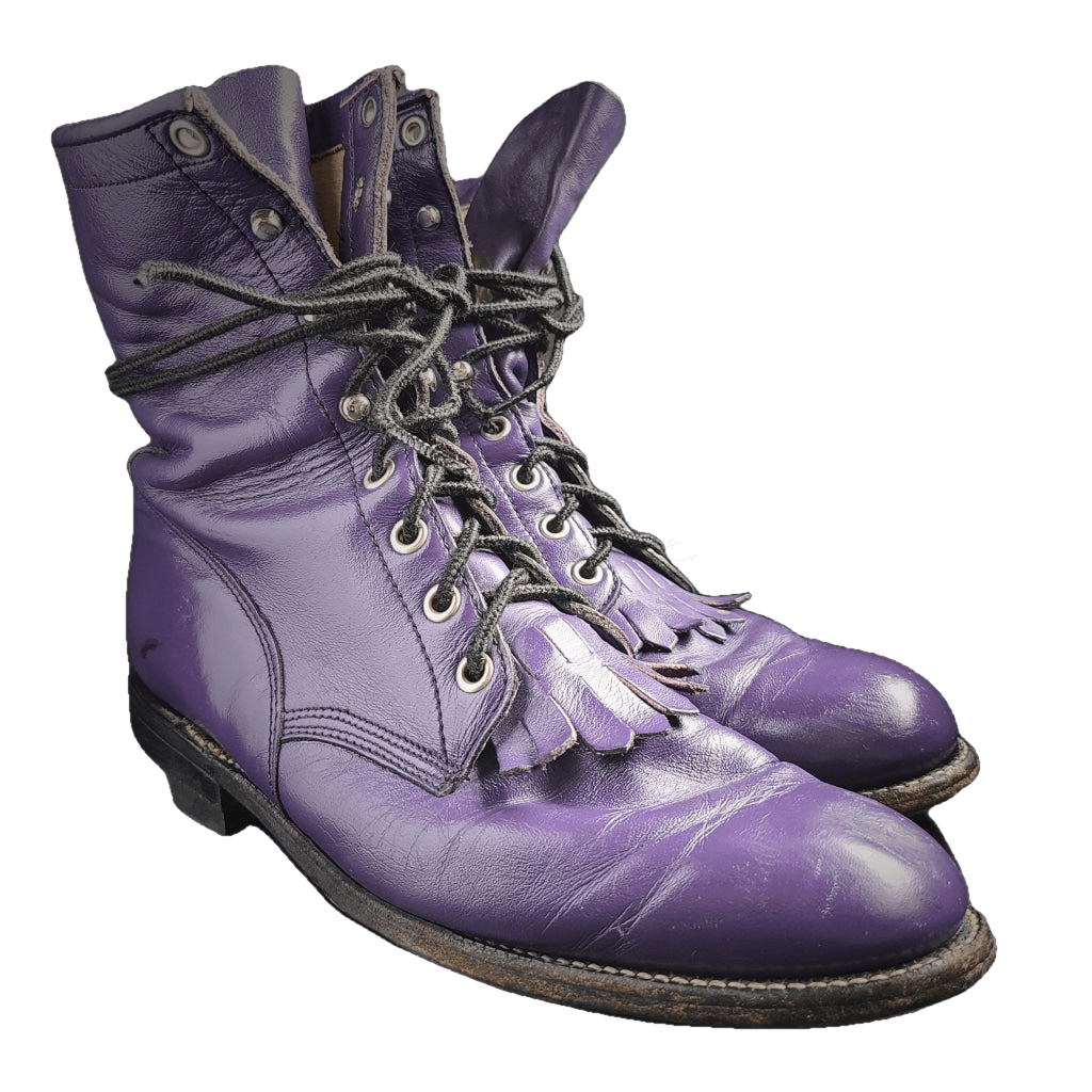 Justin Purple Vintage Lace-Up Boots Lu5 - / M 8 | W 9.5 Western Boot