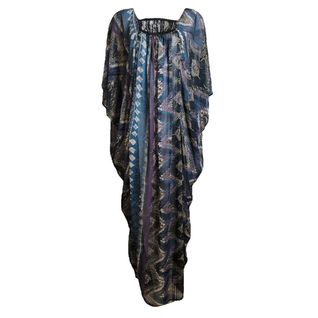 Copy Of Lace Front Kaftan Dress - Sheer- Blue And Purple Dresses