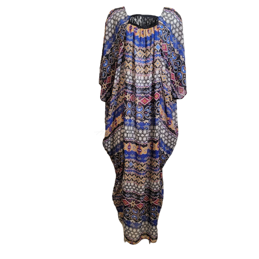 Lace Front Kaftan Dress - Sheer- Multicolor Dresses
