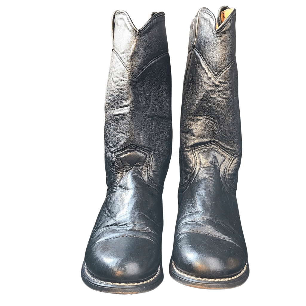 Laredo Black Vintage Western Pull Up Roper Boots Pu8 / M 5 | W 6.5 Boot