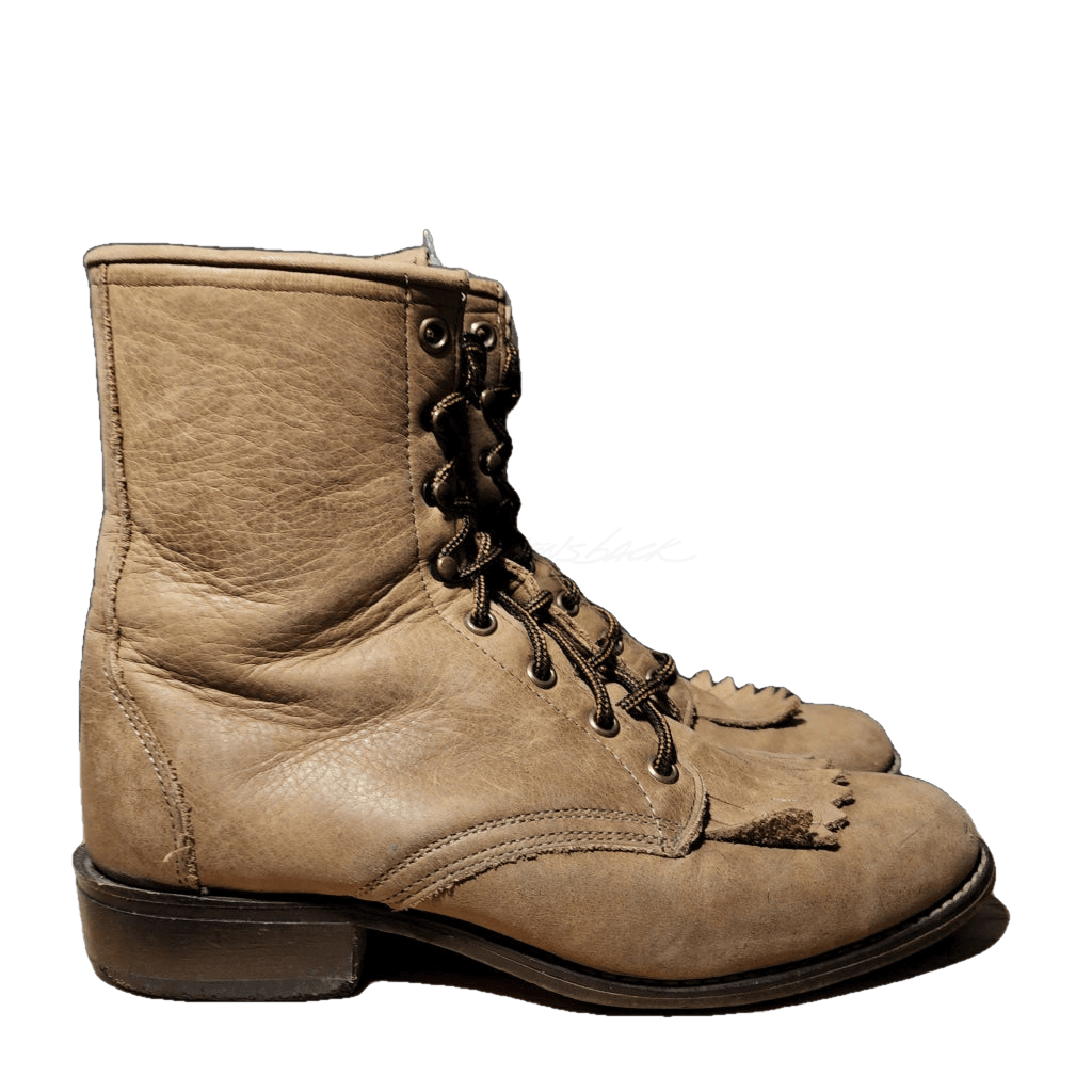 Laredo Lace-Up Roper Boots With Fringe Womens 8M Vintage Western Boot