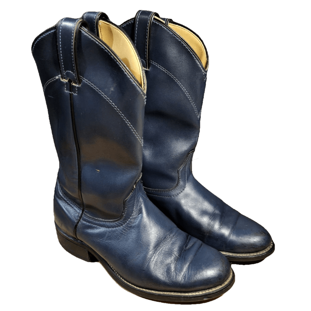 Laredo Ropers Pull-On Western Boot In Navy Womens 6.5M Vintage