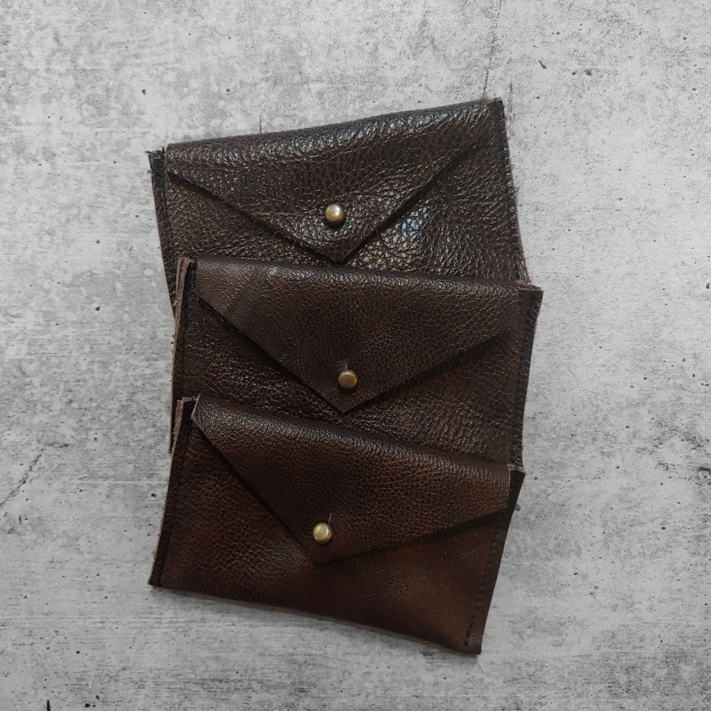 Leather Card Holder Wallet - Various Leathers Textured Chocolate Lustre