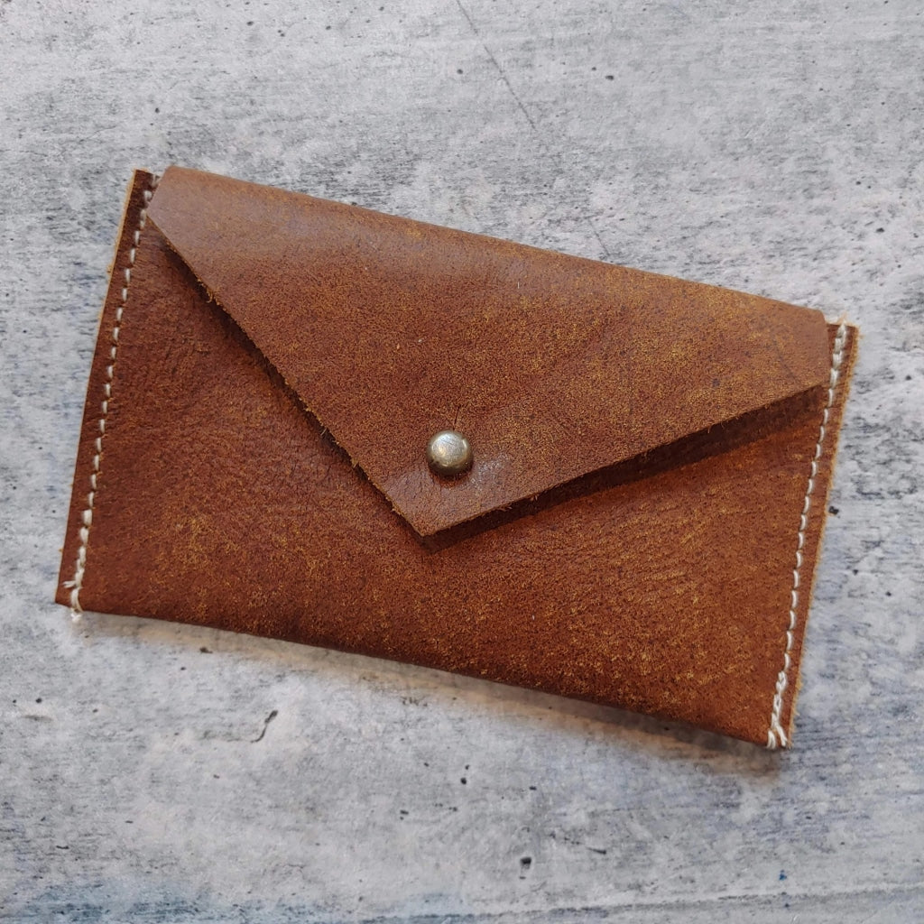 Leather Card Holder Wallet - Various Leathers Vintage Wear Brown