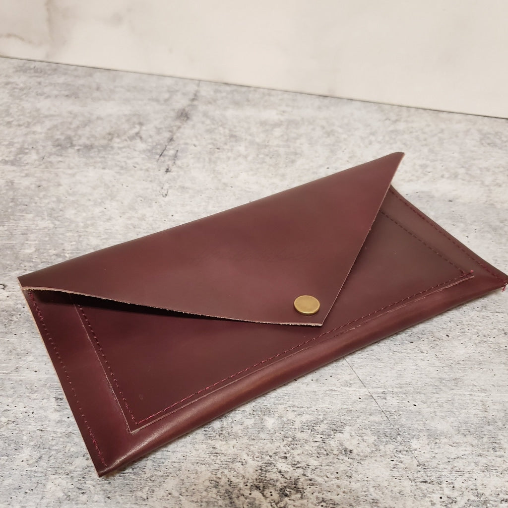 Leather Envelope Wallet Clutch: Various Colors Oxblood Matte