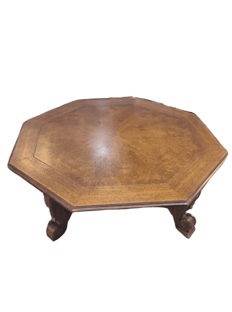 Octagon Solid Wood Coffee Table Vintage Furniture