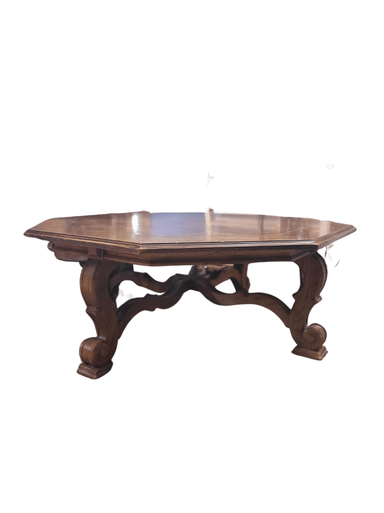 Octagon Solid Wood Coffee Table Vintage Furniture