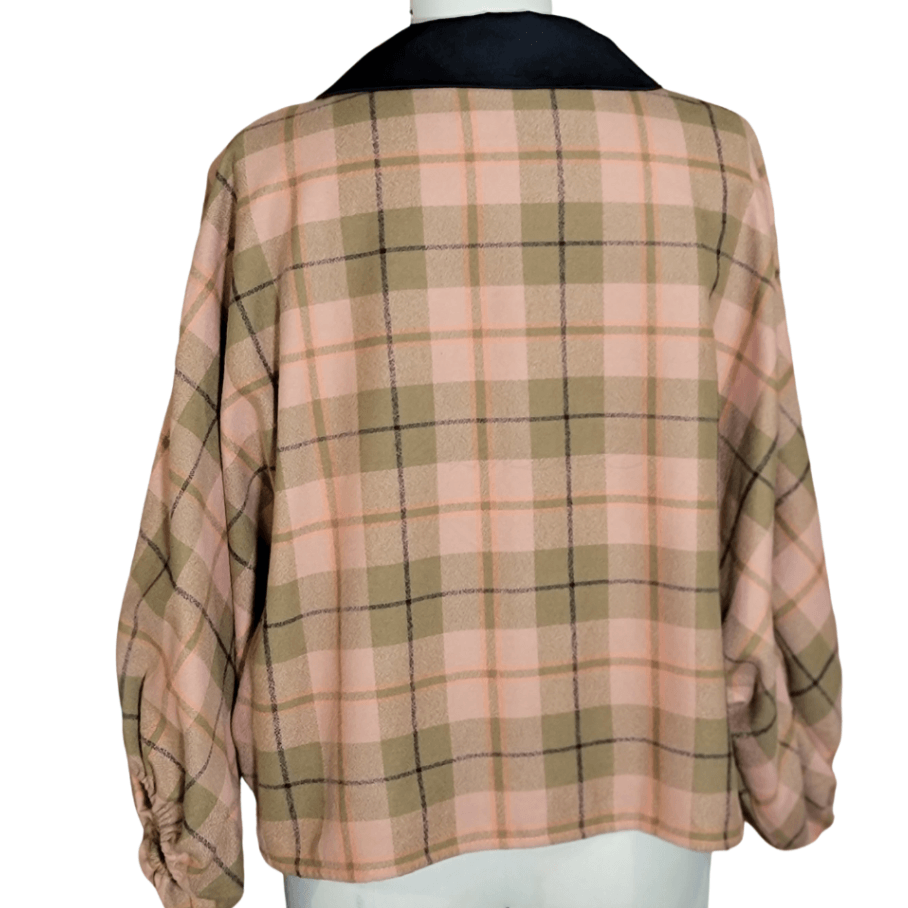 Peter Pan Collar Gathered Sleeve With Tie Front Jacket - Cotton Flannel Various Colors Apparel