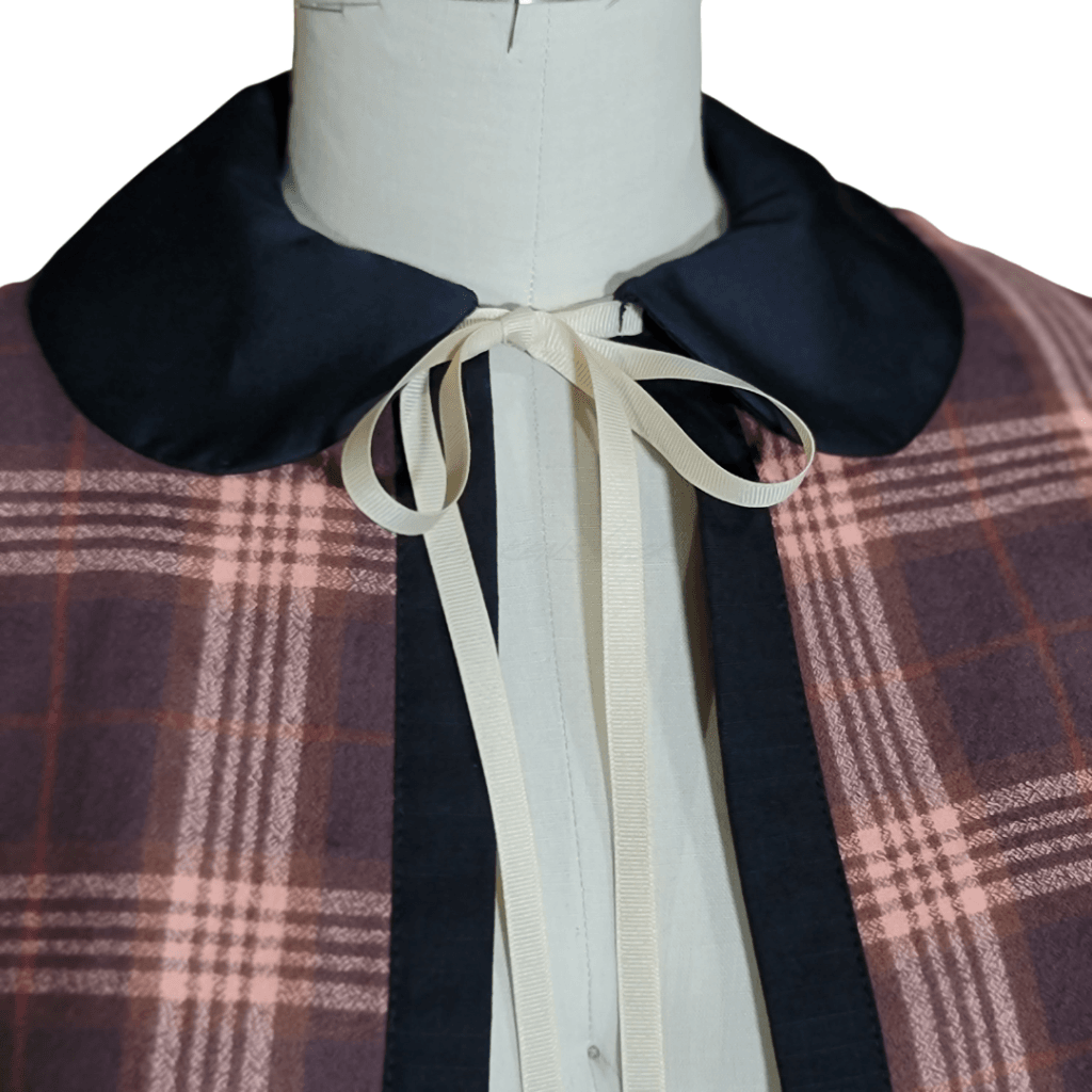 Peter Pan Collar Gathered Sleeve With Tie Front Jacket - Cotton Flannel Various Colors Brown Apparel
