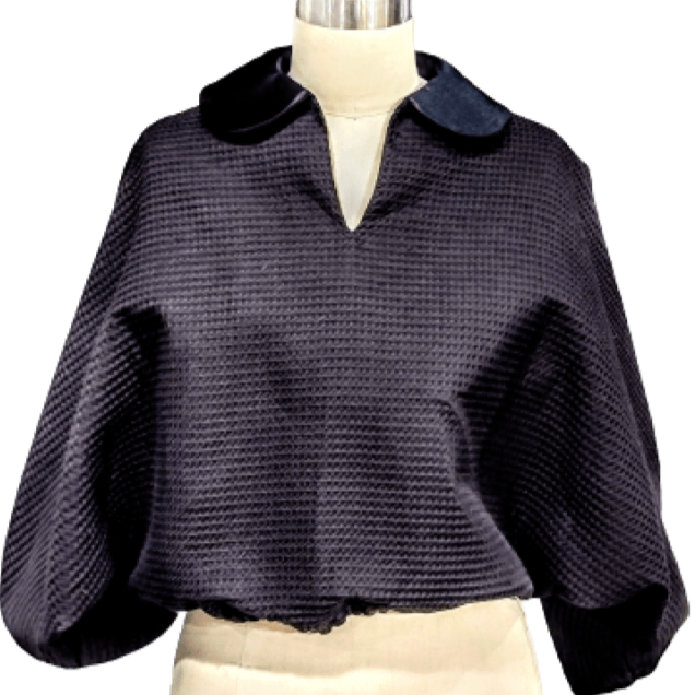 Peter Pan Collar Pull-Over With Puff Sleeves Waffle Apparel Top