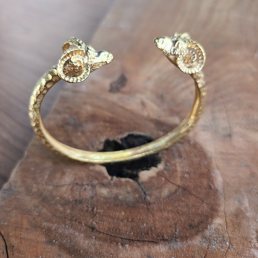 Rams Head Brass Cuff Jewelry Bracelet