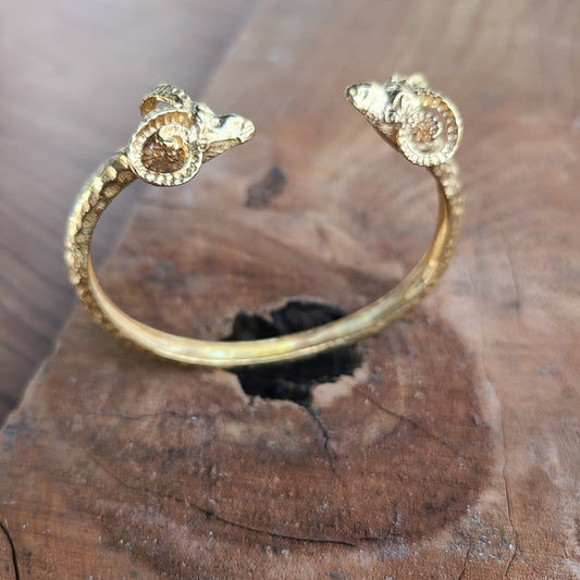 Rams Head Brass Cuff Jewelry Bracelet