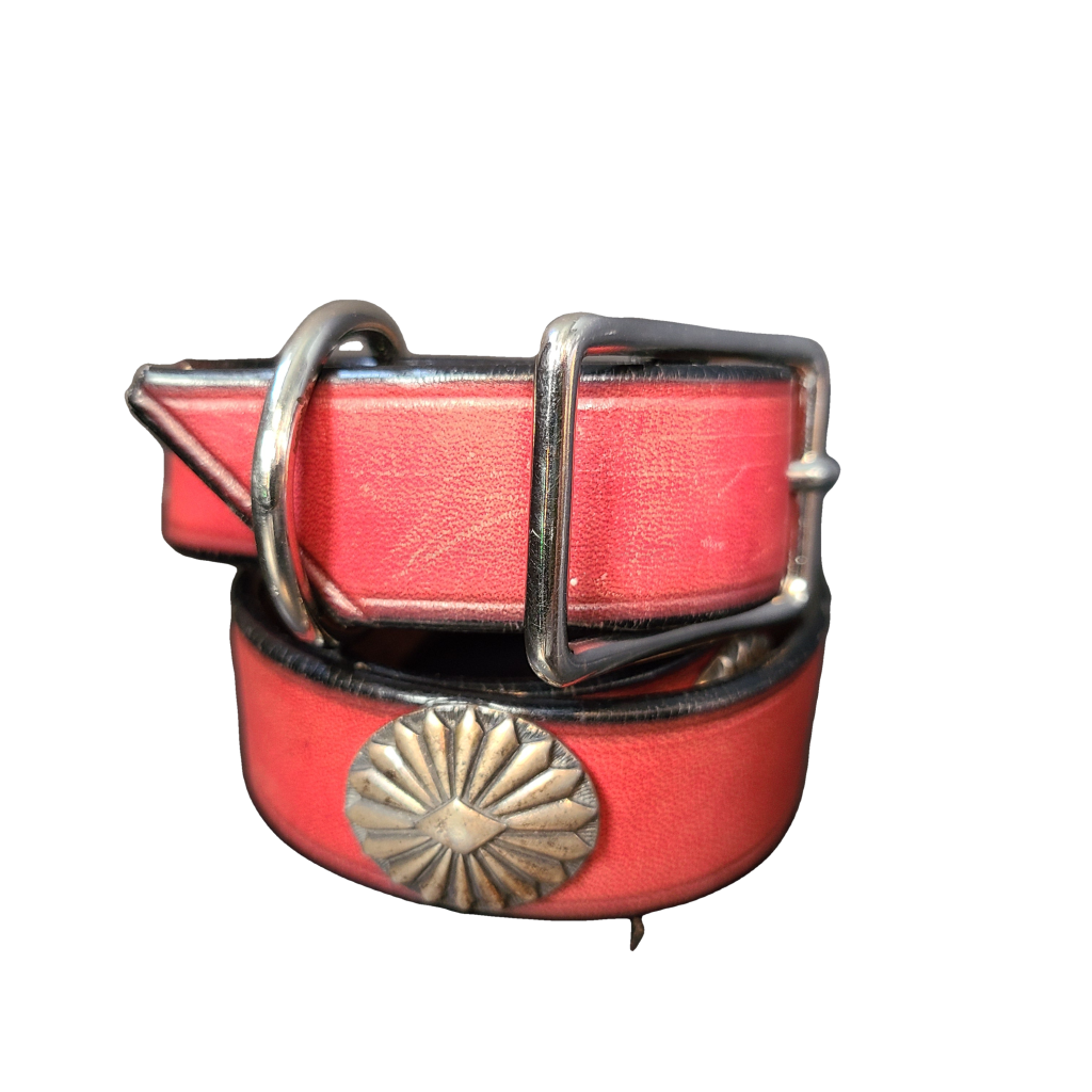 Red Leather Western Dog Collar Vintage Belt